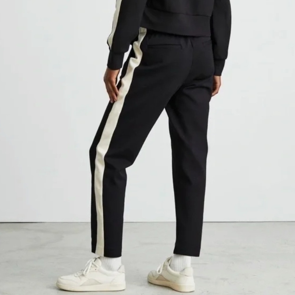 Everlane dream pant tuxedo stripe black white elastic waist small